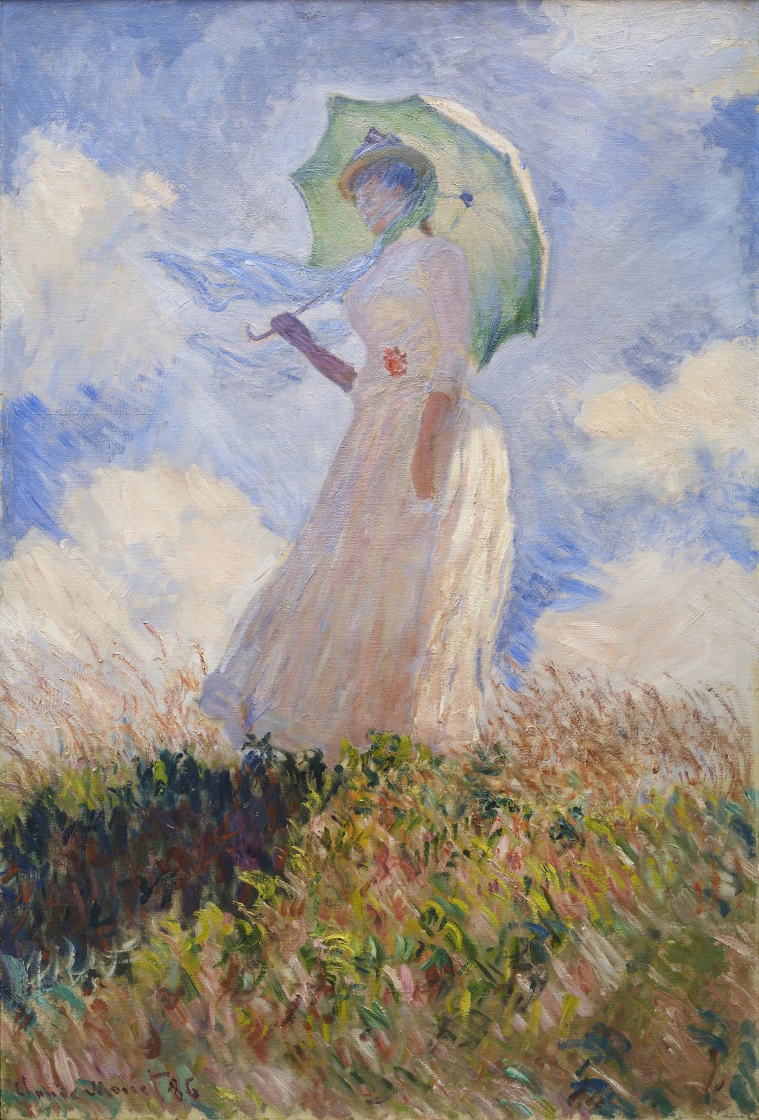 Donna con il parasole girata verso sinistra - Claude Monet