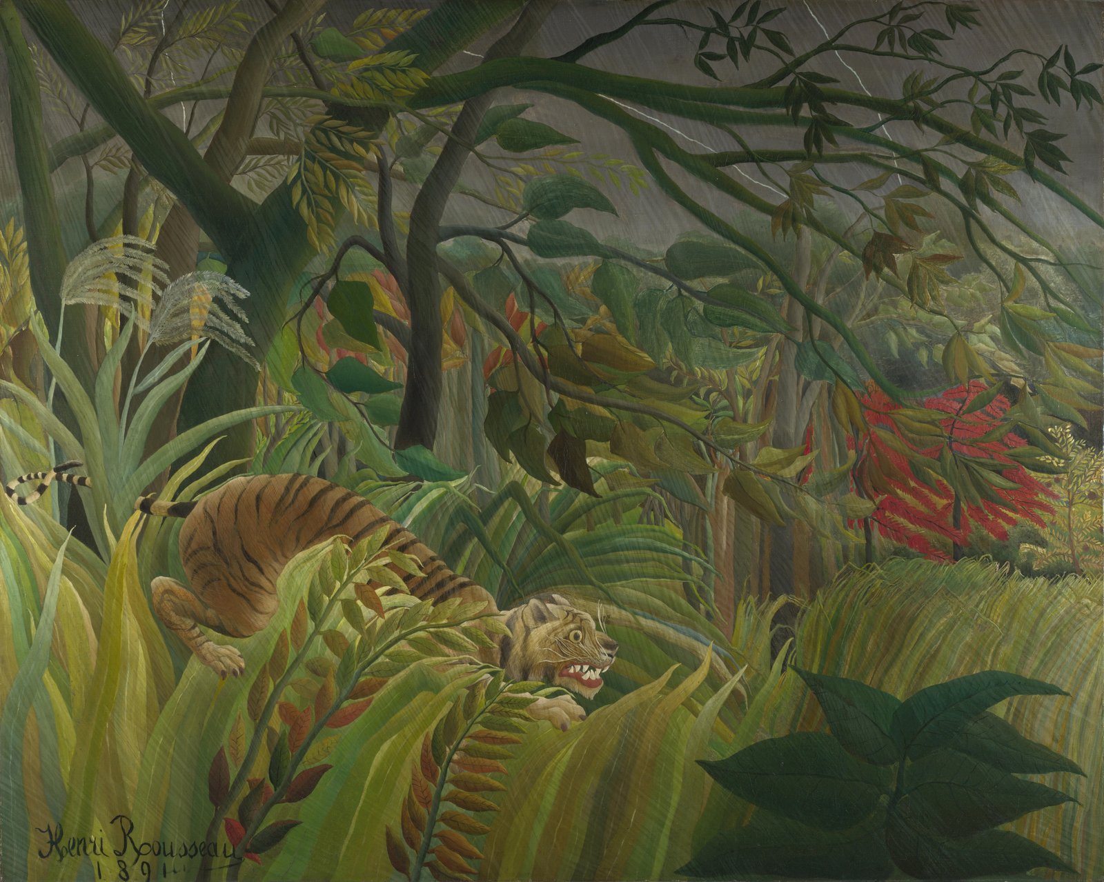 Tigre in un temporale tropicale (Sorpresa!) - Henri Rousseau