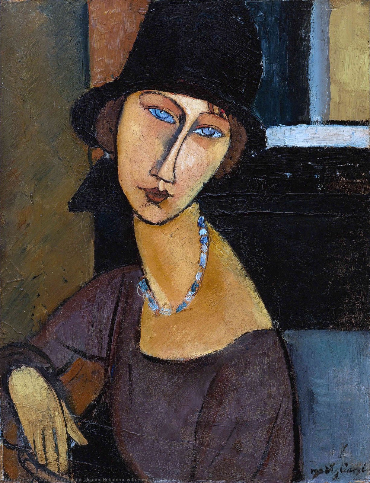 Jeanne Hebuterne con cappello e collana - Amedeo Modigliani