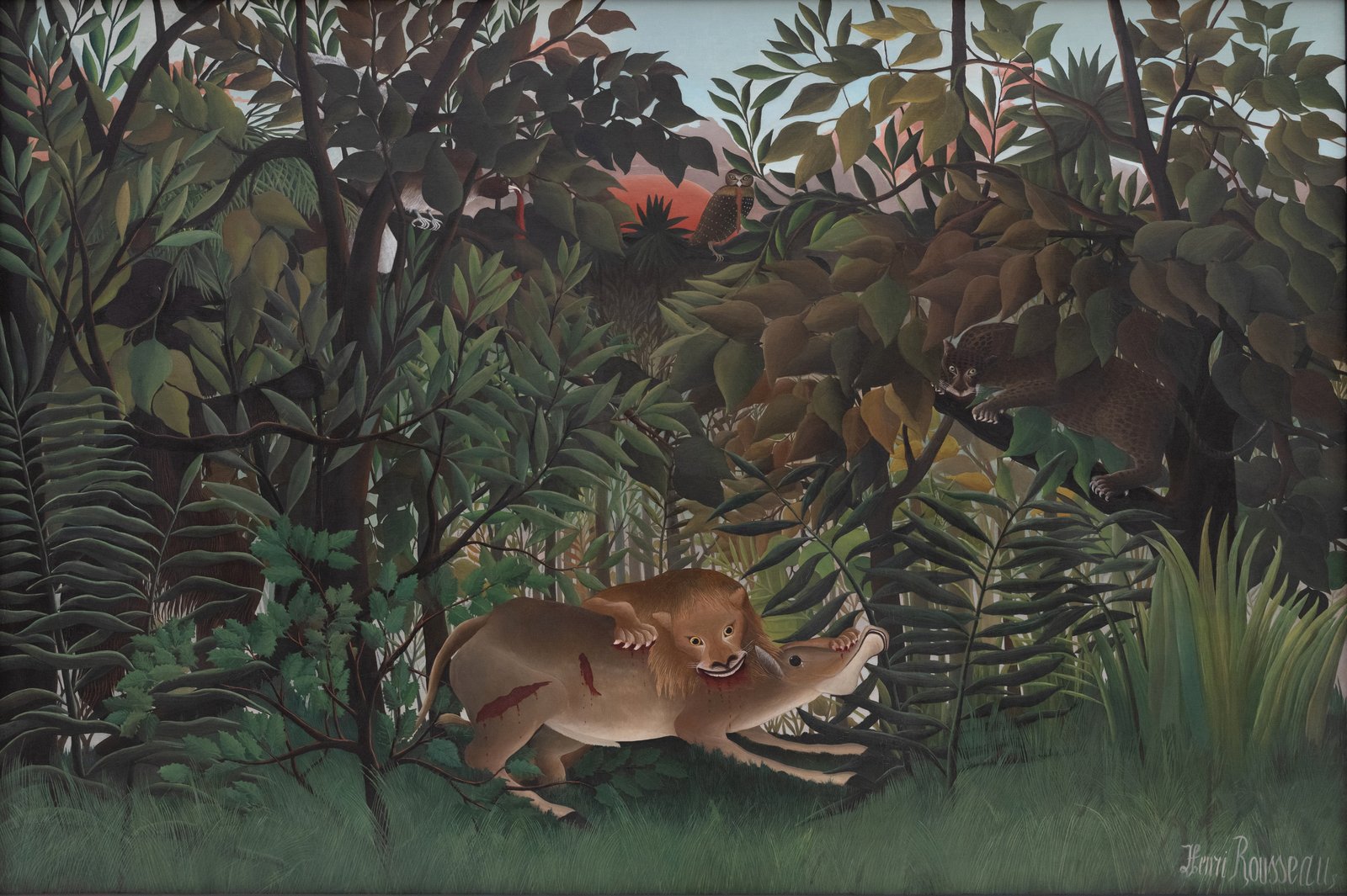 Il leone affamato si avventa sull'antilope - Henri Rousseau