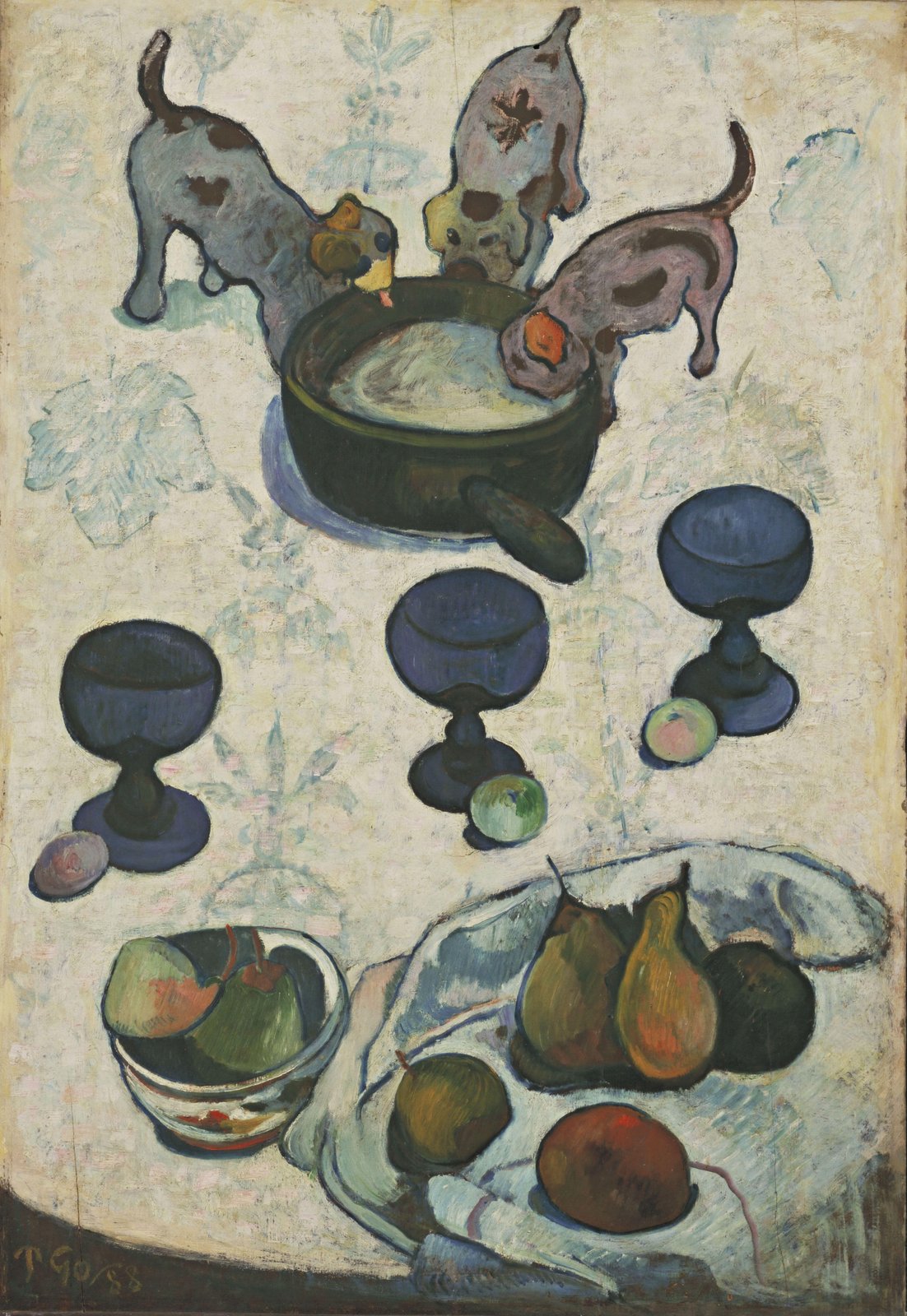 Natura morta con tre cuccioli - Paul Gauguin
