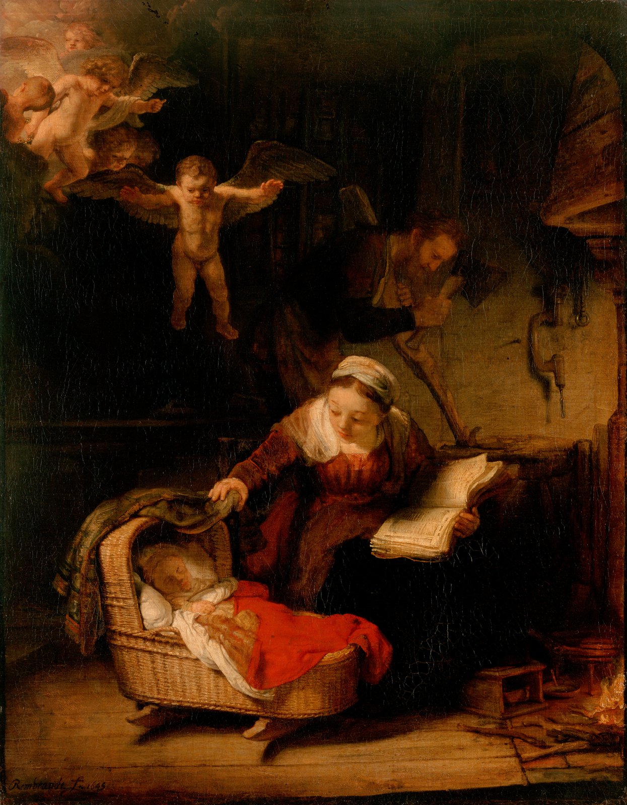 Sacra Famiglia con angeli - Rembrandt van Rijn