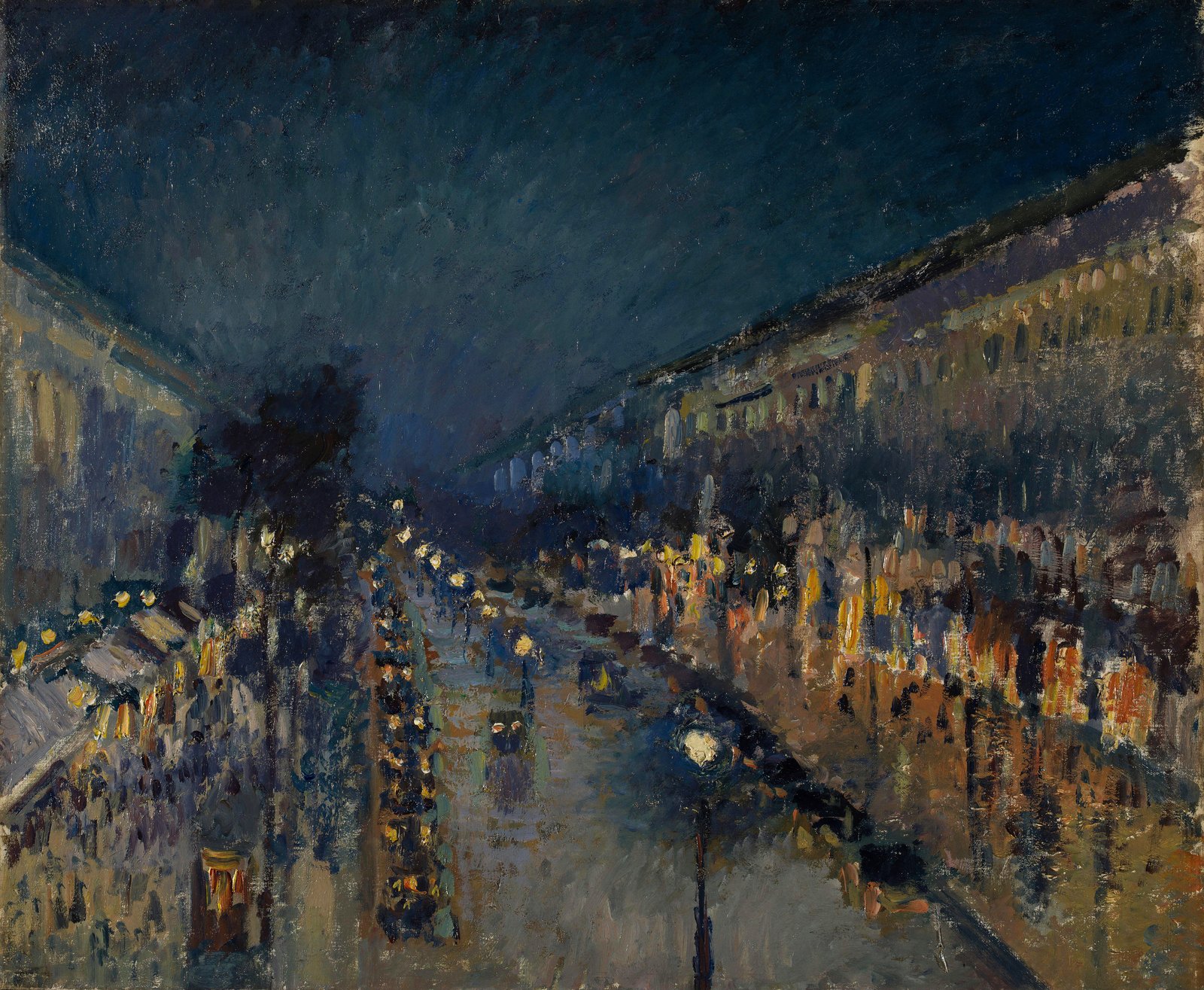 Boulevard Montmartre di notte - Camille Pissarro