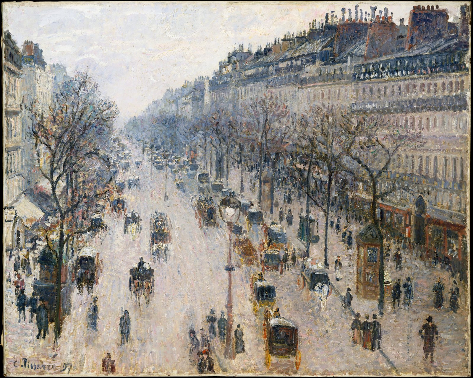 Il boulevard Montmartre in una mattina d'inverno - Camille Pissarro