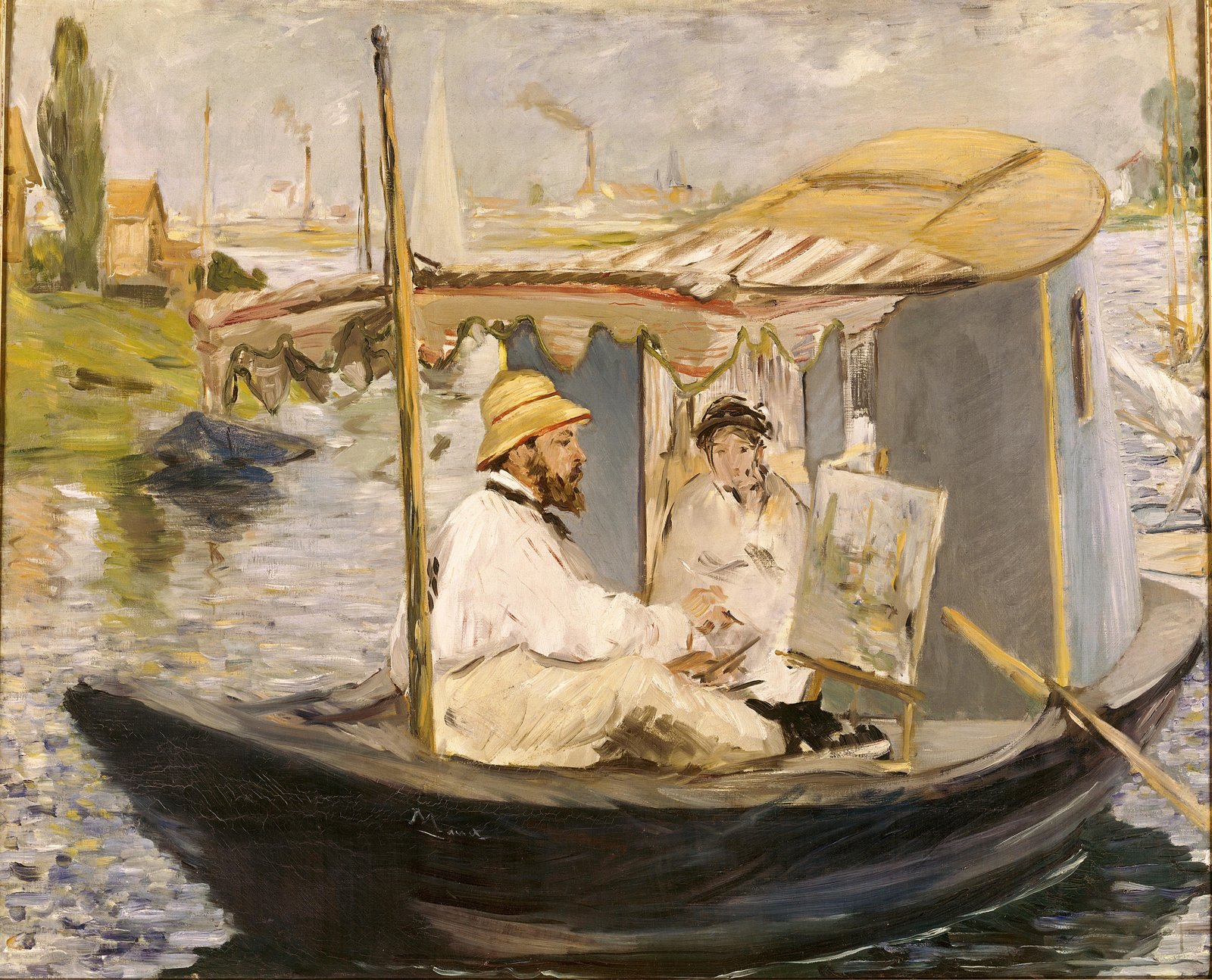 Monet che dipinge sulla sua barca - Édouard Manet