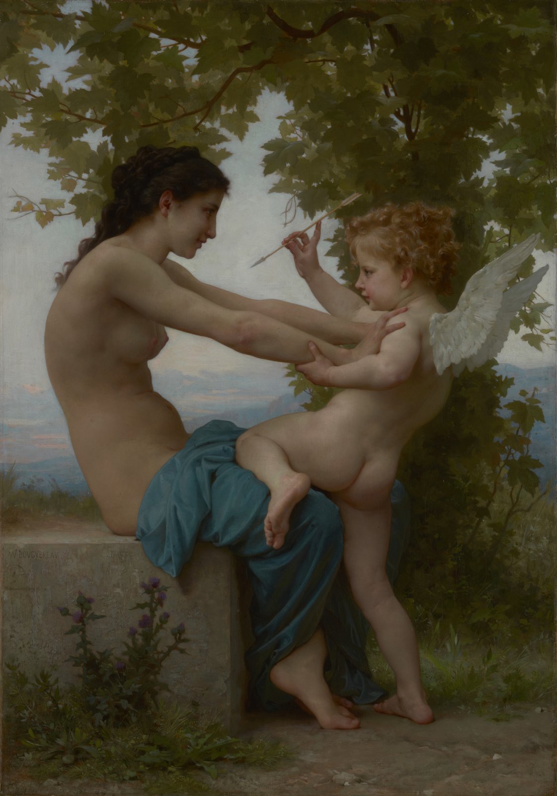 Una giovane ragazza che si difende da Eros - William-Adolphe Bouguereau