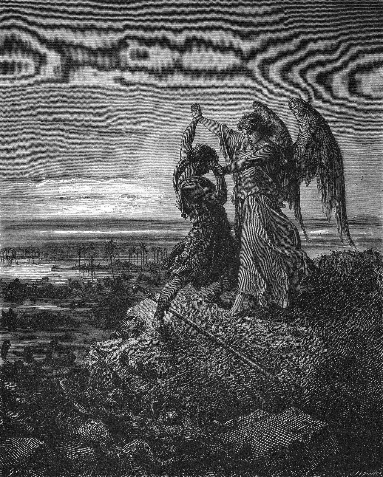 Giacobbe lotta con l'angelo - Gustave Doré