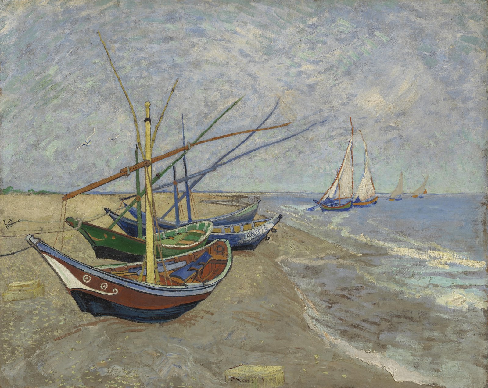 Barche da pesca sulla spiaggia di Saintes-Maries - Vincent van Gogh