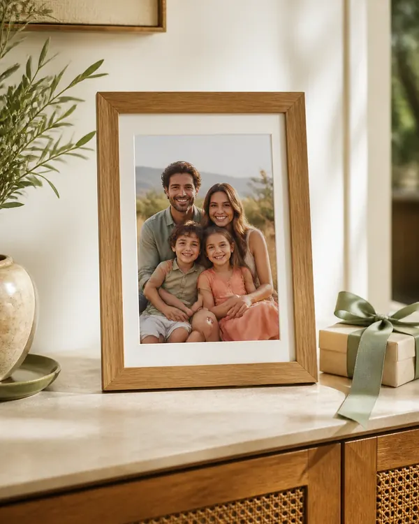 Foto stampata con cornice in legno